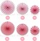Hanging Paper Fans Party Set, Round Pattern Paper Garlands Decoration for Birthday Baby Girl Shower Graduation Bachelorette Valentine's Day, Set of 6 (Pink)